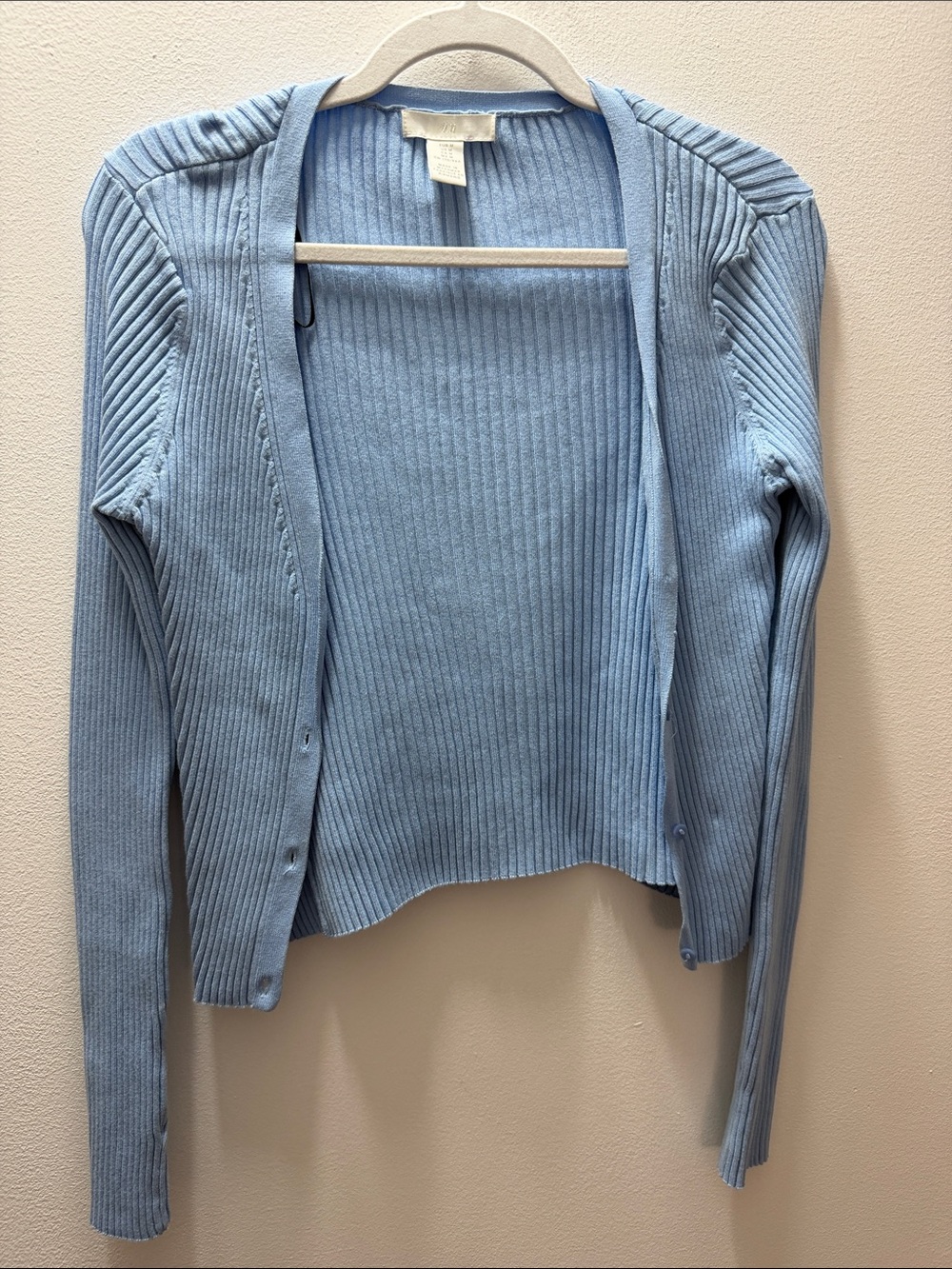 H&M Light Blue Ribbed Button-Front Women’s Cardigan